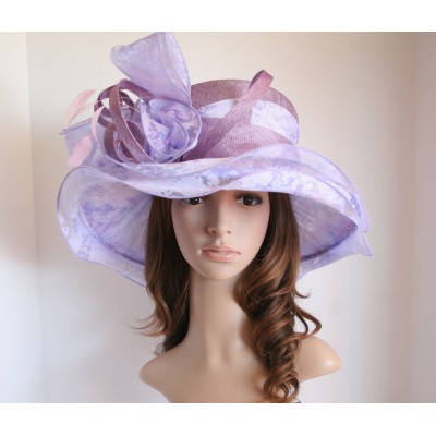 NEW Church Derby Wedding 3 Layers Sinamay & Organza Hat MultiColor Purple  eb-98148390